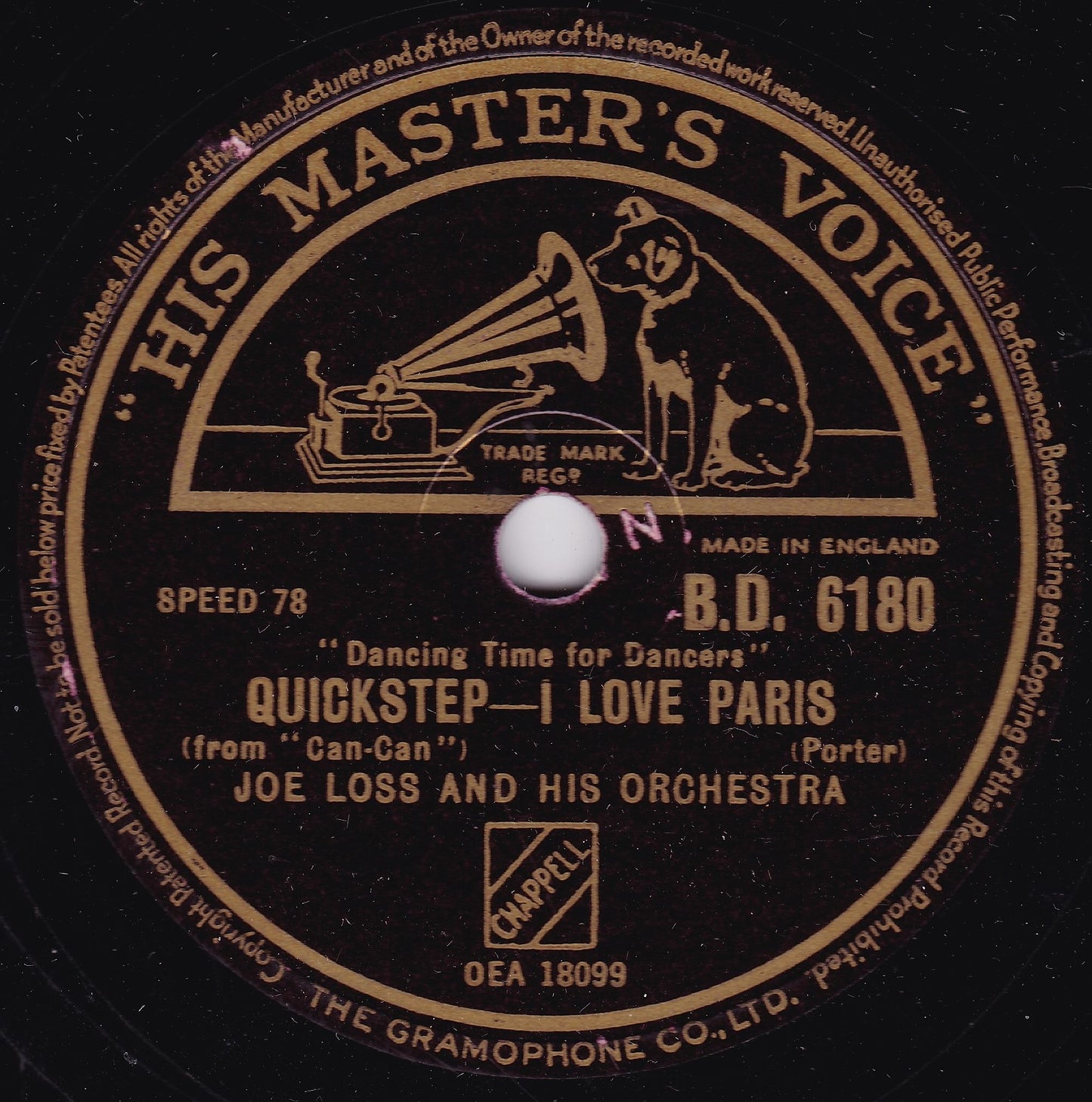 Joe Loss & His Orchestra ‎– I Love Paris / Embraceable You 10" shellac VG/-