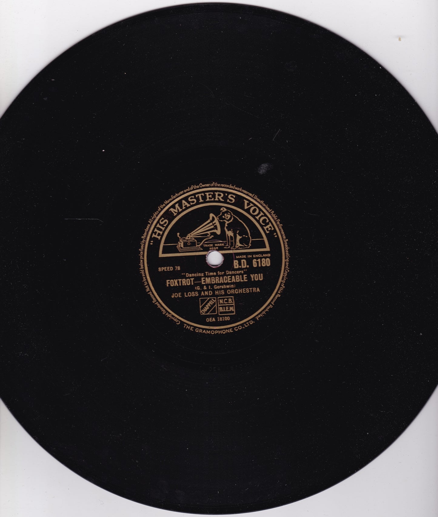 Joe Loss & His Orchestra ‎– I Love Paris / Embraceable You 10" shellac VG/-