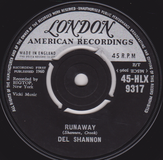 Del Shannon - Runaway (London 1961) 7" vinyl single VG/-