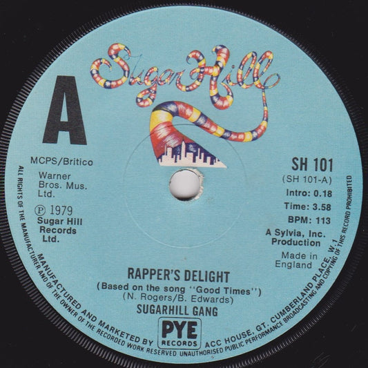 Sugarhill Gang – Rapper's Delight (Sugar Hill 1979) 7" vinyl single VG/-