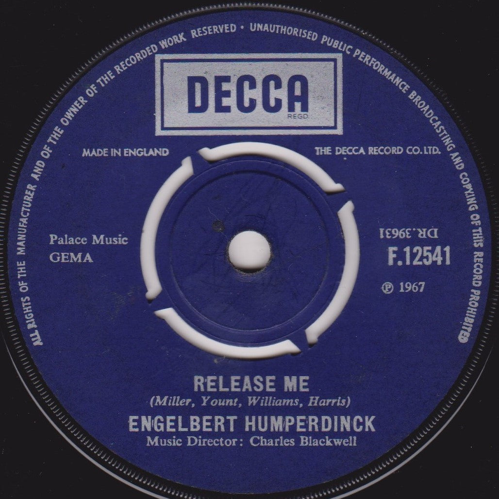 Engelbert Humperdinck – Release Me (Decca, 1967) 7" vinyl G+/-