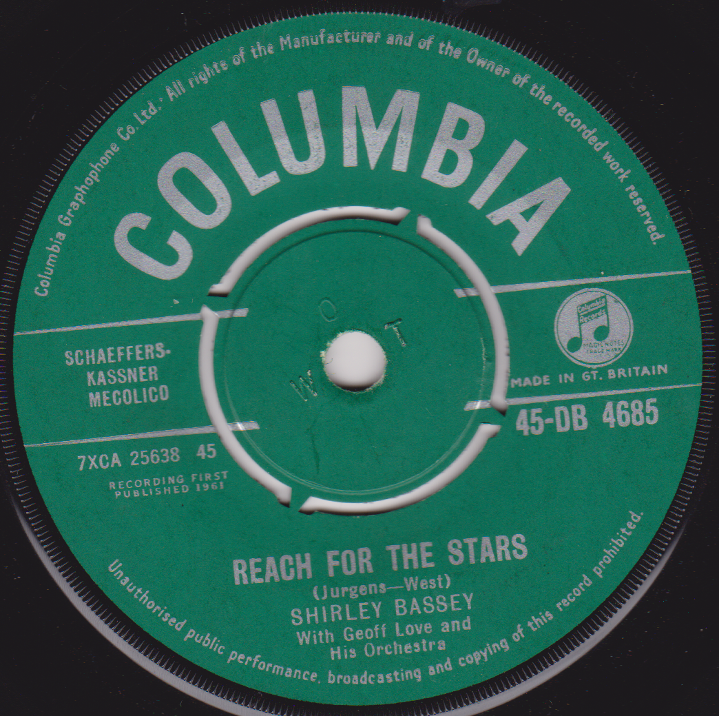 Shirley Bassey - Reach For The Stars (Columbia 1961) 7" vinyl single VG/-