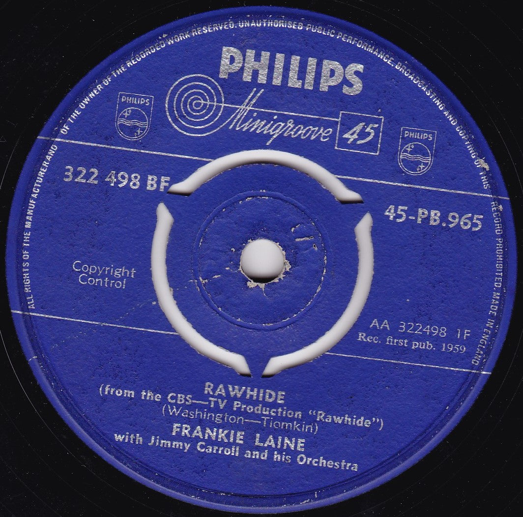 Frankie Laine - Rawhide (Philips 1959) 7" vinyl single G+/-