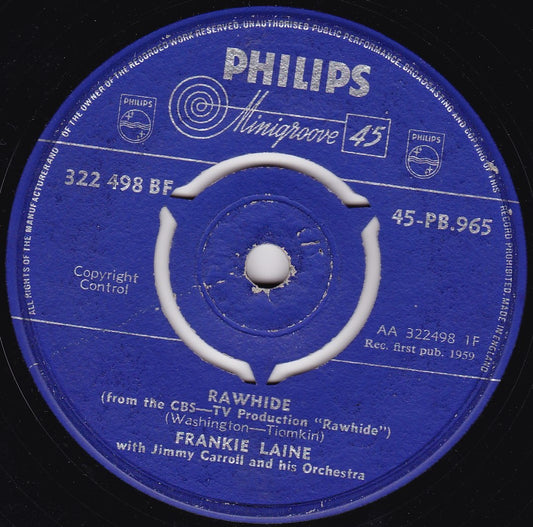 Frankie Laine - Rawhide (Philips 1959) 7" vinyl single G+/-