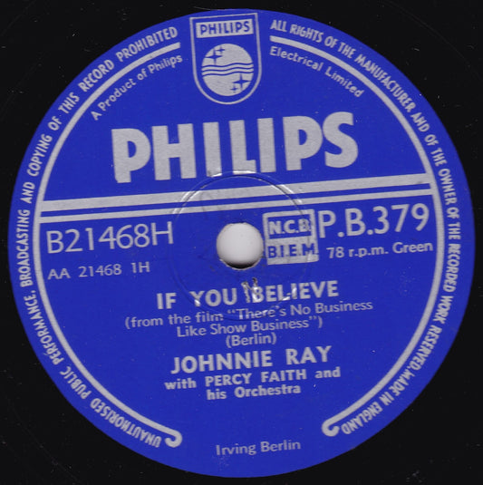 Johnnie Ray - If You Believe / Alexander's Ragtime Band (1955) 10" shellac VG/-