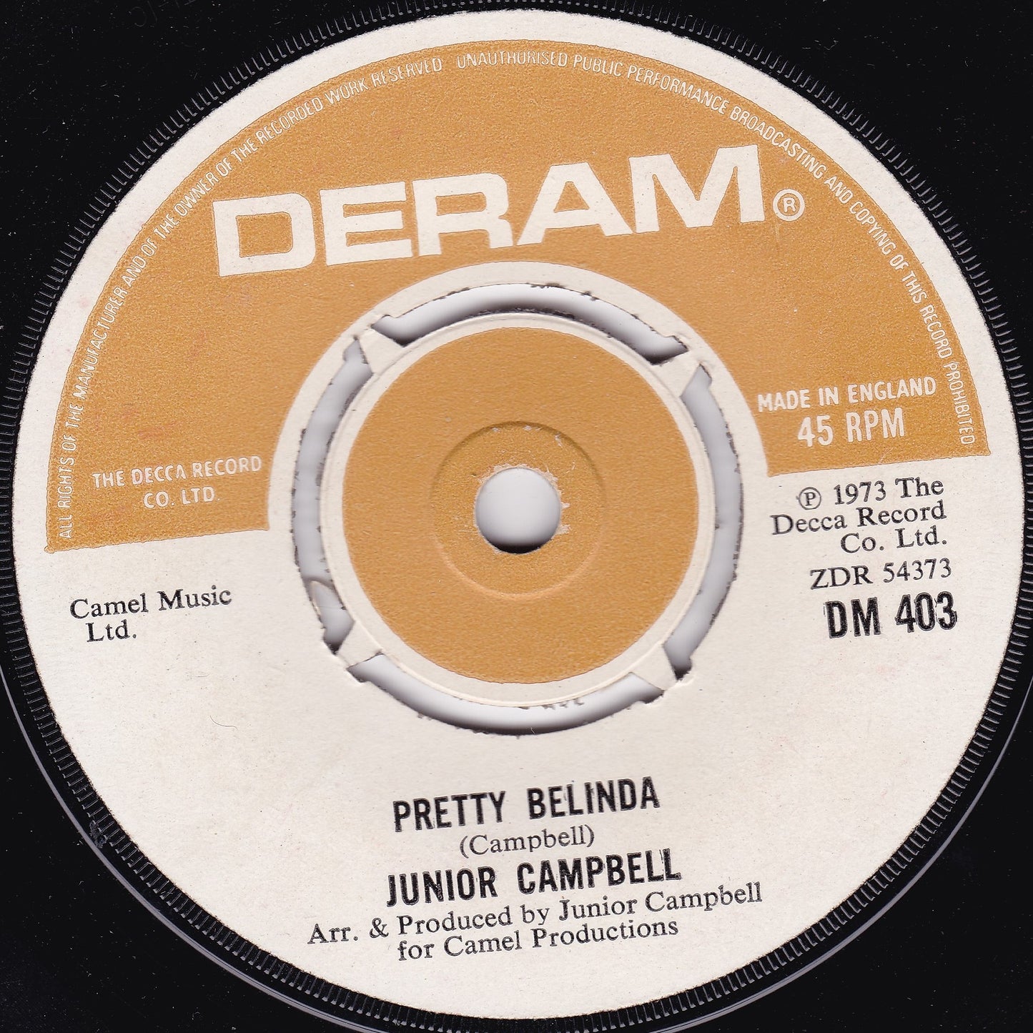 Junior Campbell – (Reach Out An) Help Your Fellow Man (Deram 1973) 7" vinyl single G+/-