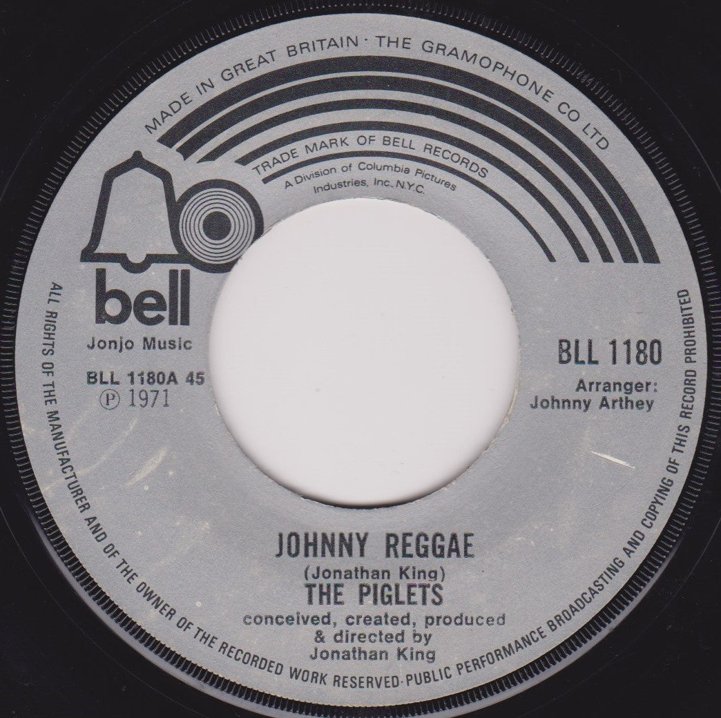 The Piglets ‎– Johnny Reggae (Bell 1971) 7" vinyl single G+/- jukebox centre