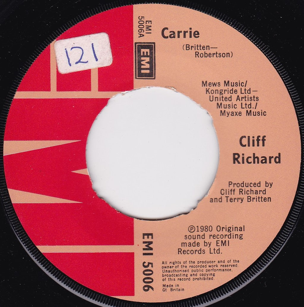 Cliff Richard – Carrie (EMI 1980) 7" vinyl single VG/- jukebox centre