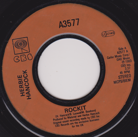 Herbie Hancock – Rockit (CBS 1983) 7" vinyl single G+/- jukebox centre