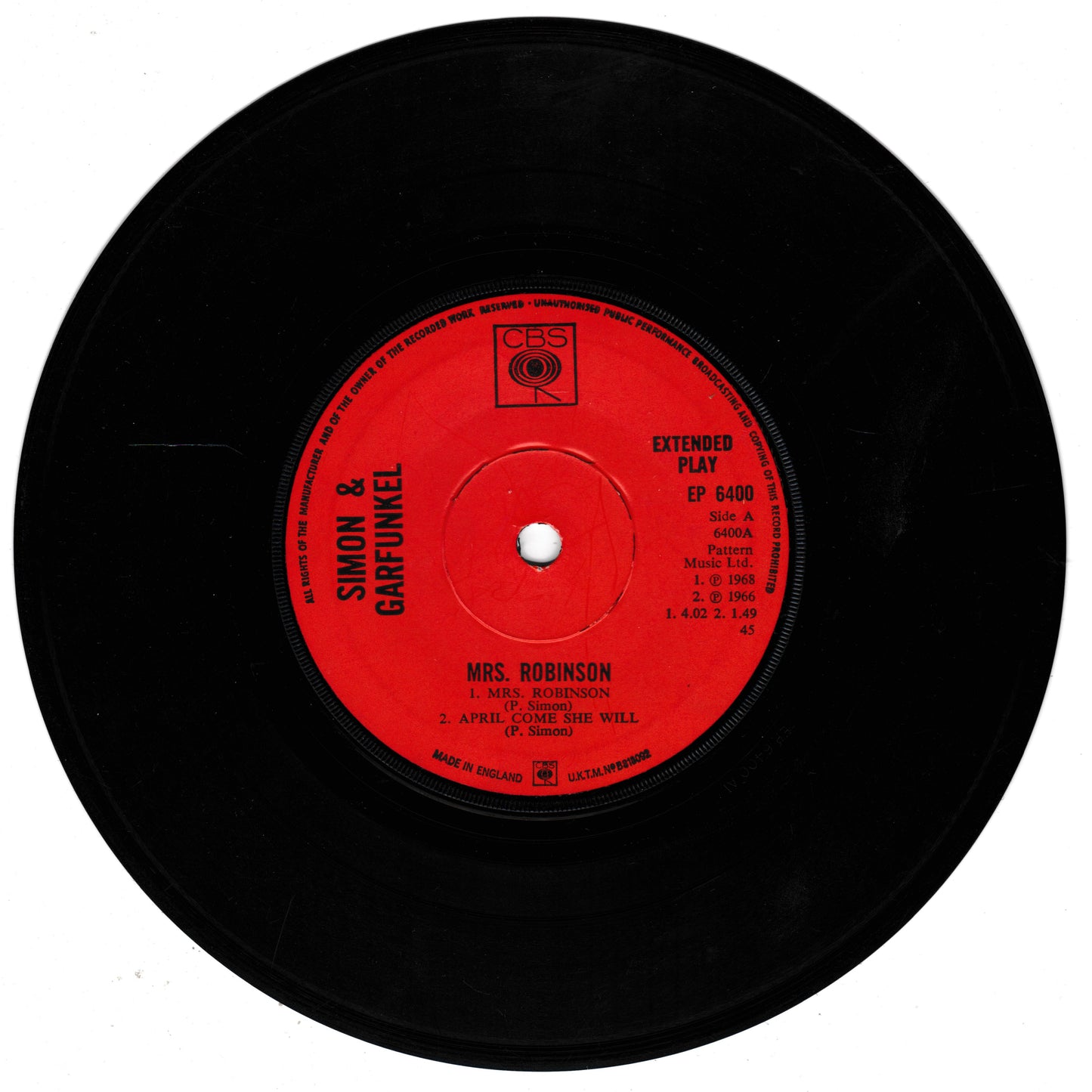 Simon & Garfunkel ‎– Mrs. Robinson (CBS 1968) 7" vinyl P/S EP G/G+