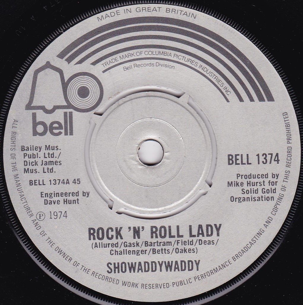 Showaddywaddy - Rock 'N' Roll Lady (Bell 1974) 7" vinyl single G+/-