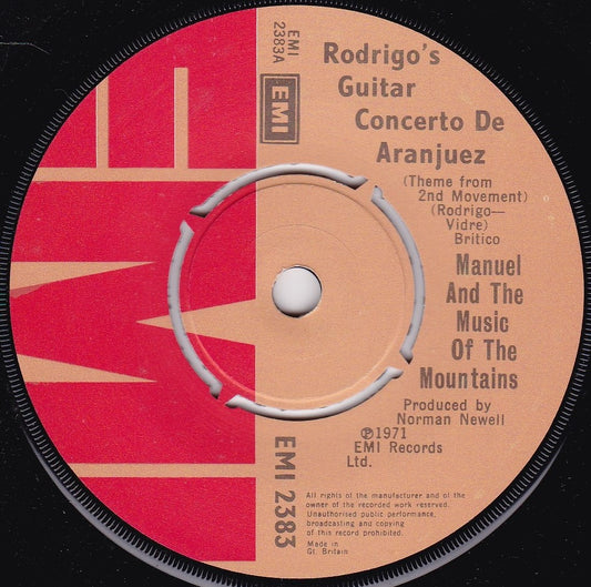 Manuel And The Music Of The Mountains – Rodrigo's Guitar Concerto De Aranjuez 7" vinyl single VG/-