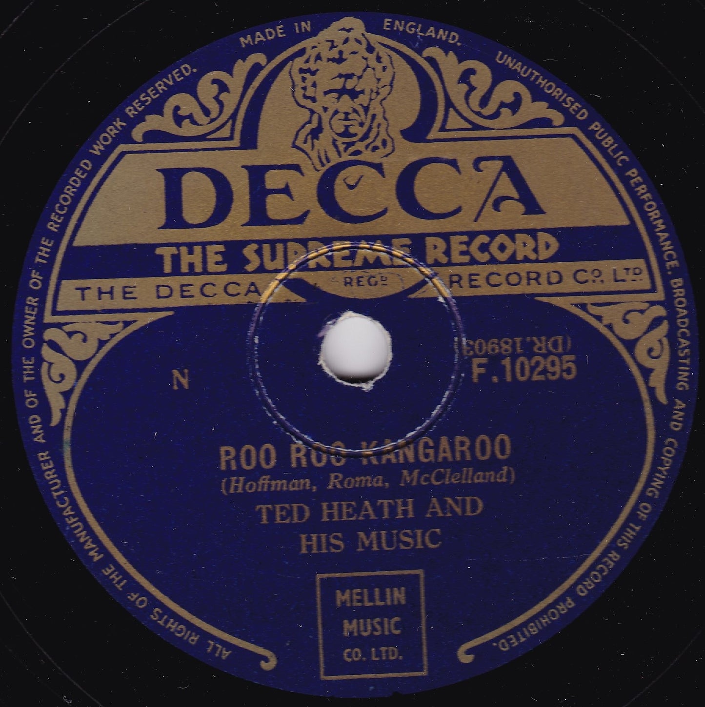 Ted Heath - Roo Roo Kangaroo / Drive In (Decca 1954) 10" shellac VG/-