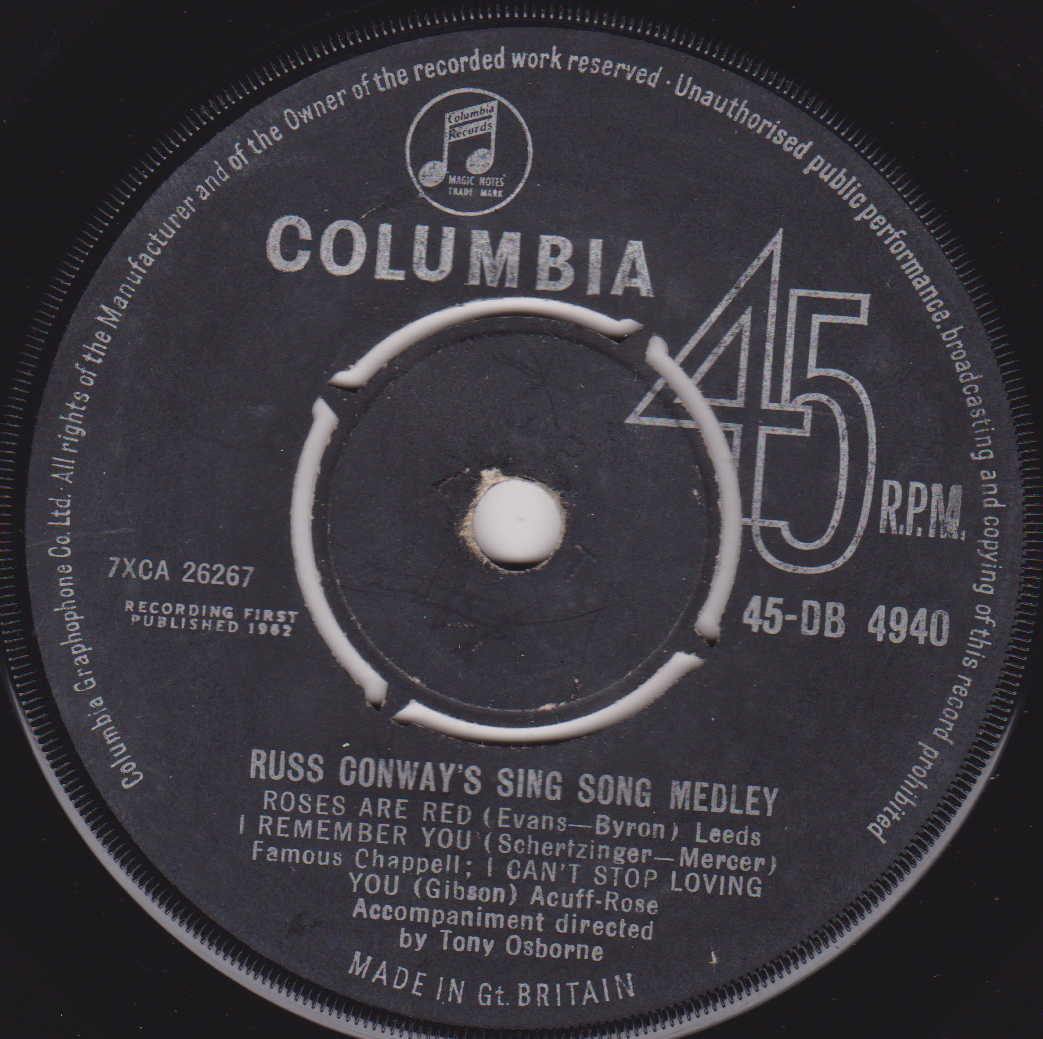Russ Conway – Russ Conway's Sing Song Medley (Columbia, 1962) 7" vinyl VG/-