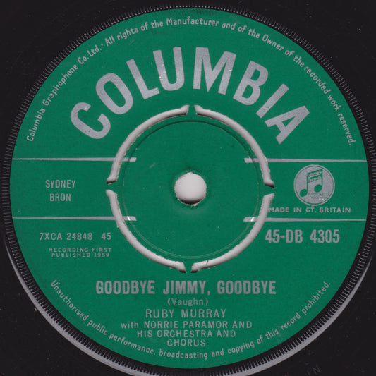 Ruby Murray – Goodbye Jimmy, Goodbye (Columbia 1959) 7" vinyl single VG/-