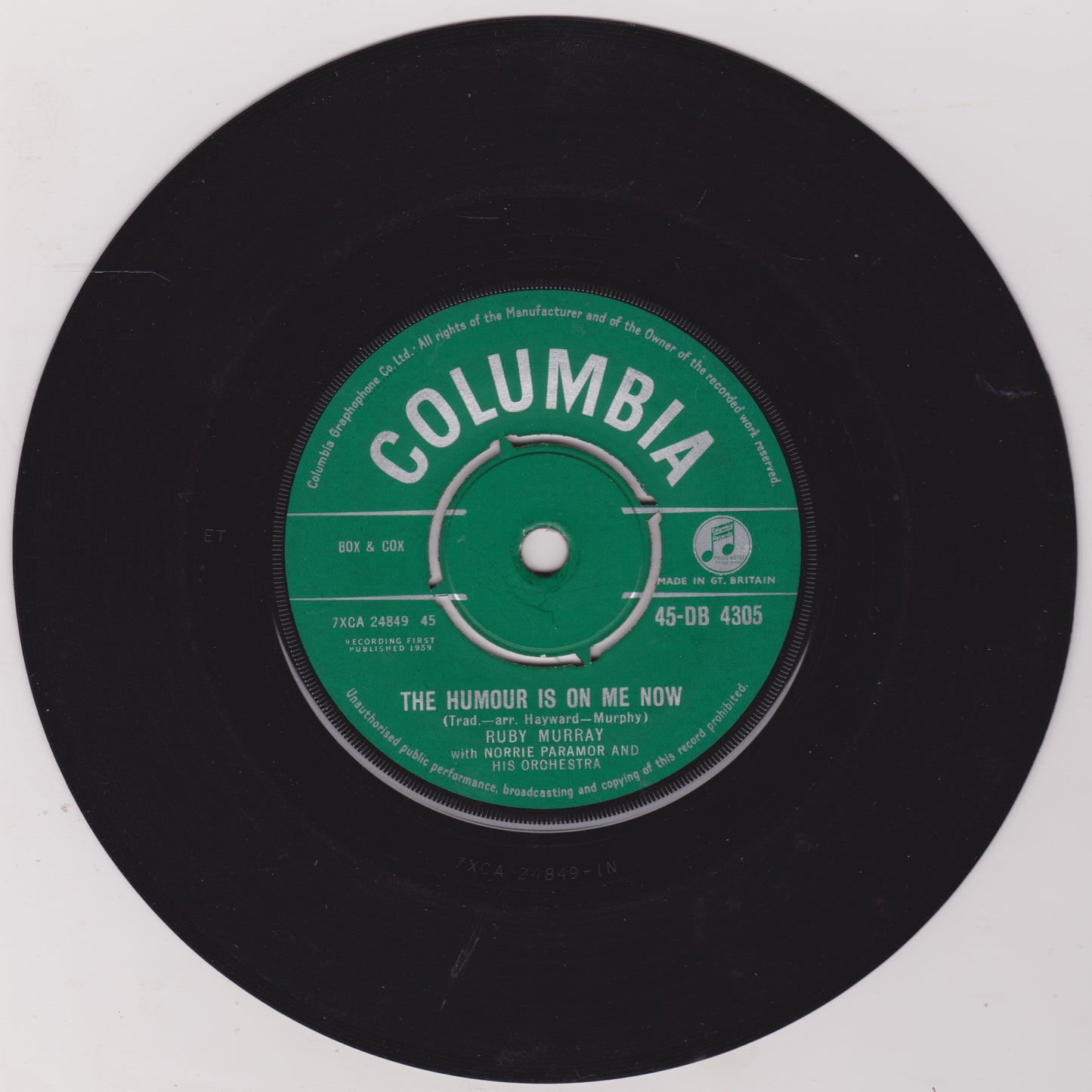 Ruby Murray – Goodbye Jimmy, Goodbye (Columbia 1959) 7" vinyl single VG/-