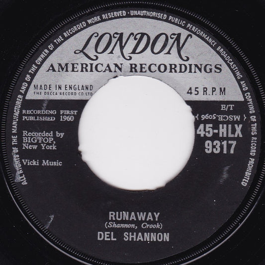 Del Shannon - Runaway (London 1961) 7" vinyl single G+/- jukebox centre