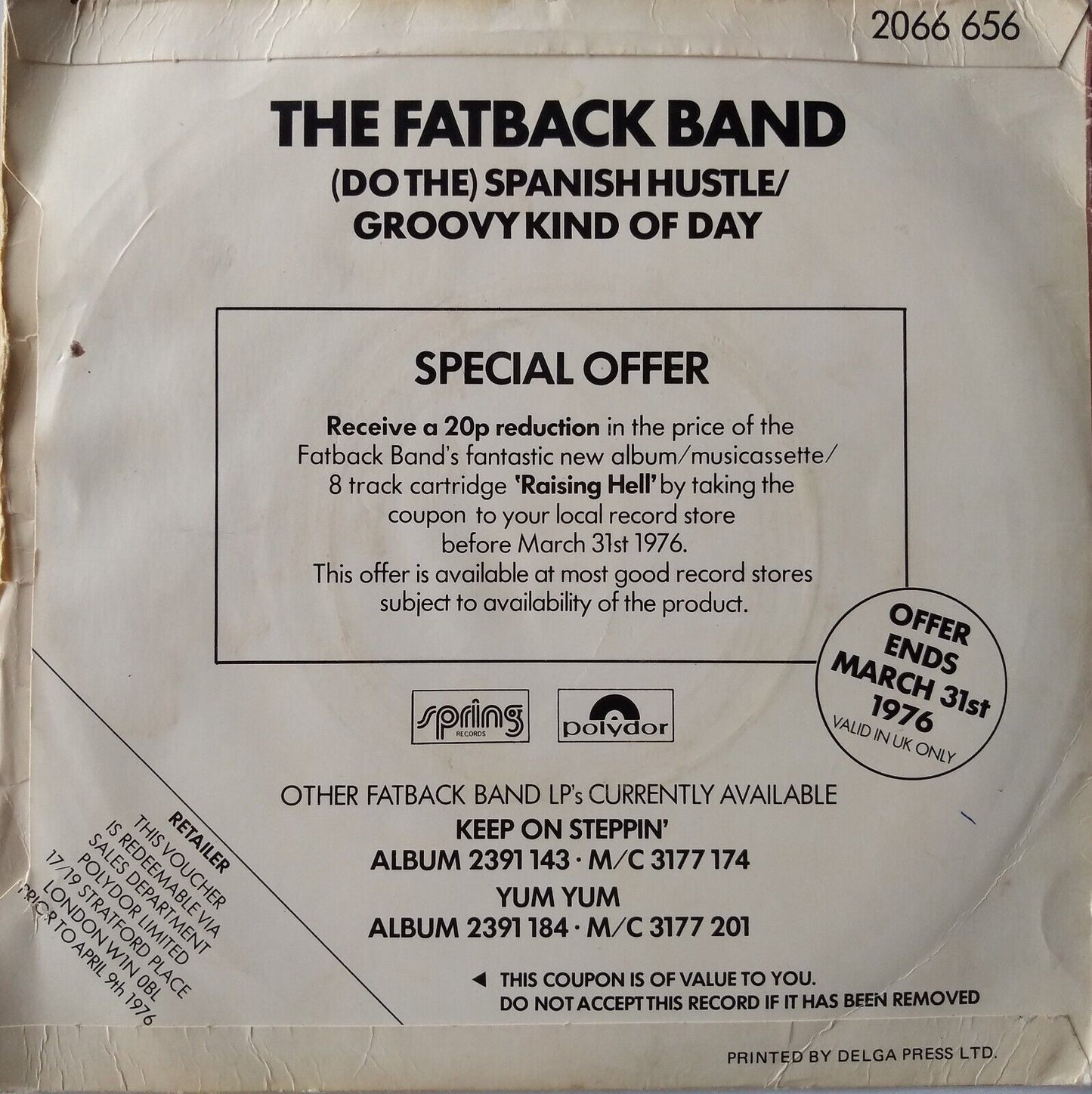 The Fatback Band - (Do The) Spanish Hustle (Polydor 1975) 7" vinyl single VG/VG