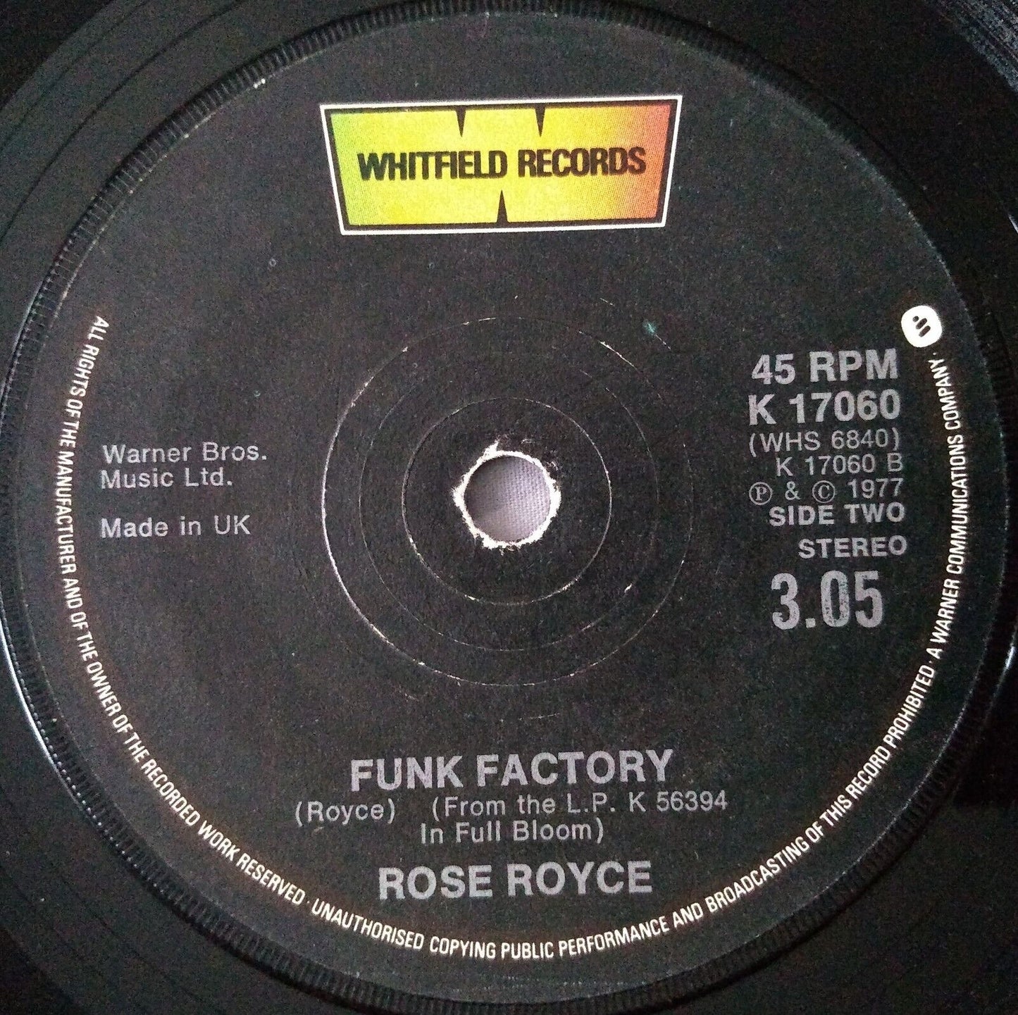 Rose Royce - Wishing On A Star (Whitfield 1977) 7" vinyl single VG/-