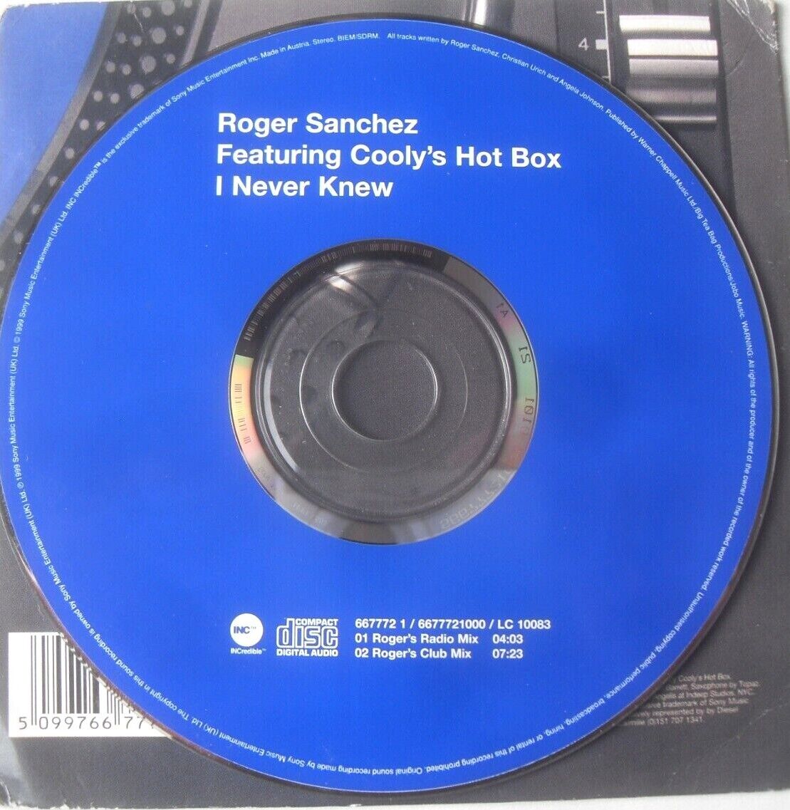 Roger Sanchez Featuring Cooly's Hot Box - I Never Knew (1999) CD single