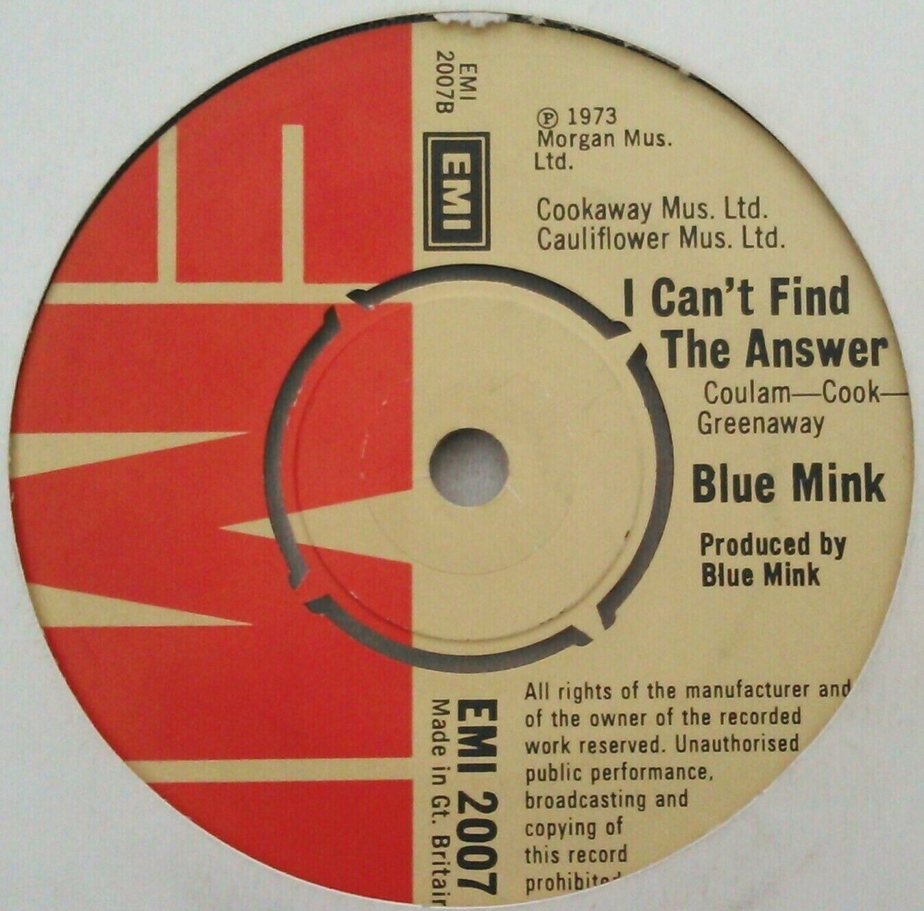 Blue Mink - By The Devil (I Was Tempted) (EMI, 1973) 7" vinyl single VG/-