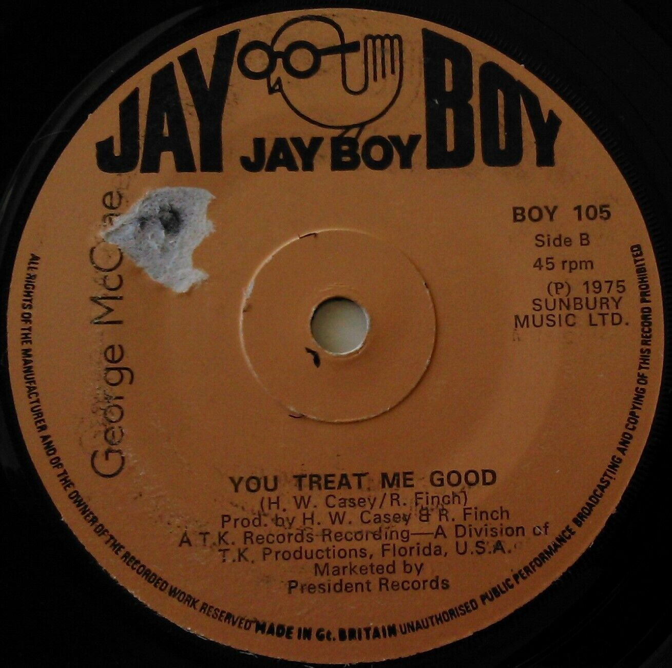 George McCrae – I Ain't Lyin' (Jay Boy, 1975) 7" vinyl single VG/-