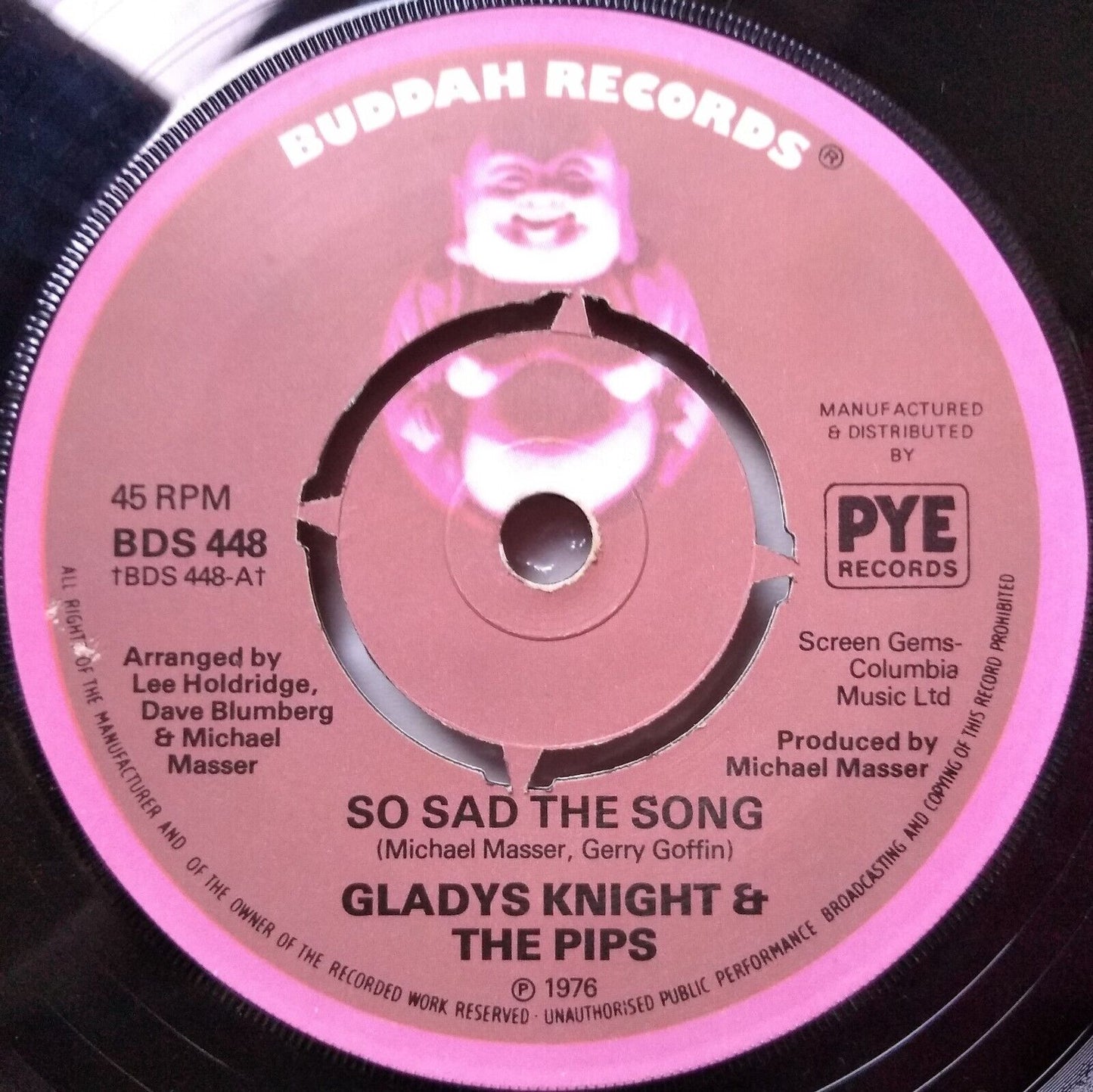 Gladys Knight & The Pips – So Sad The Song (Buddah 1976) 7" vinyl single VG/-