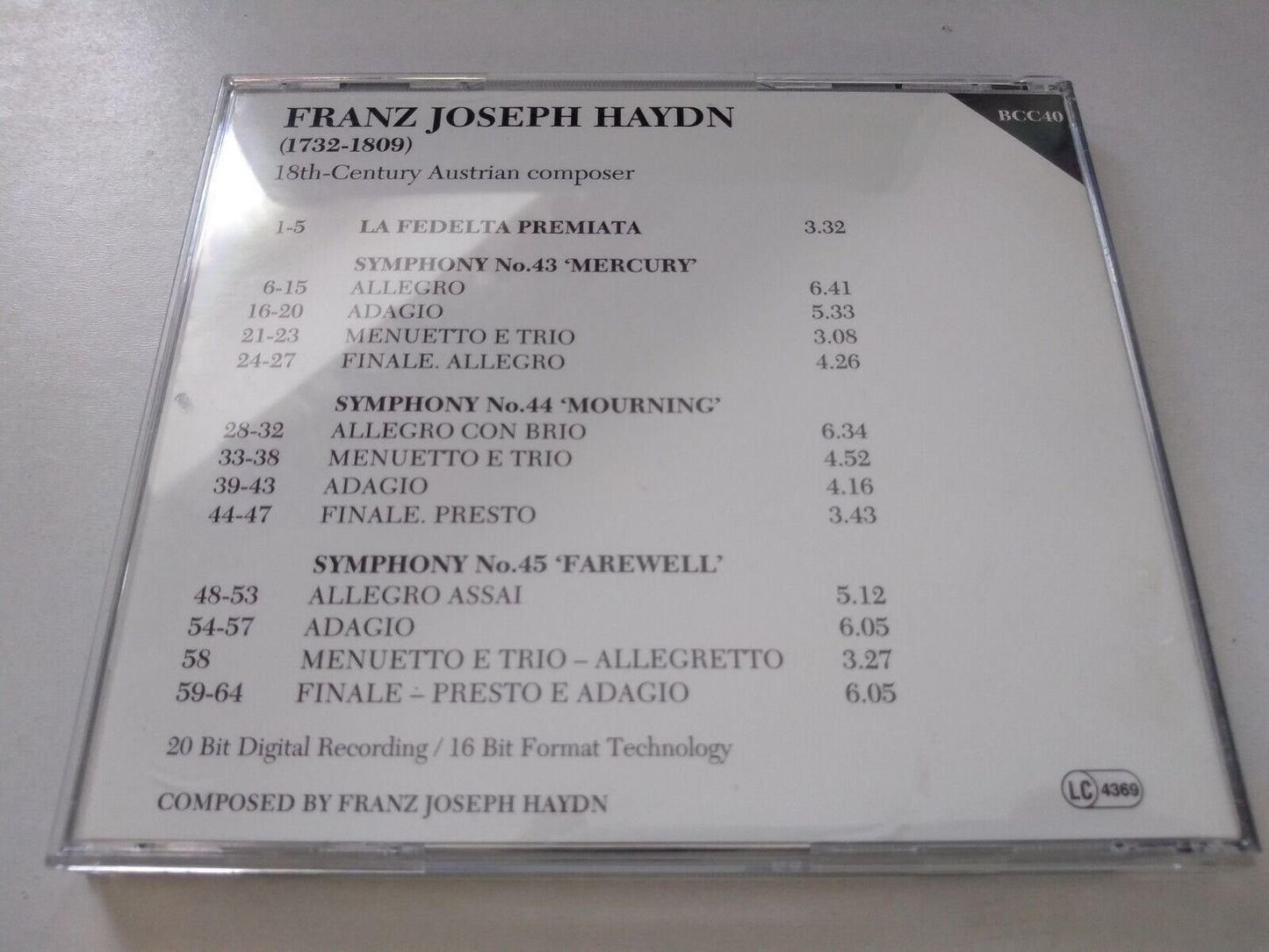 Haydn, RPO - La Fedelta Premiata (Bruton 1997) CD album