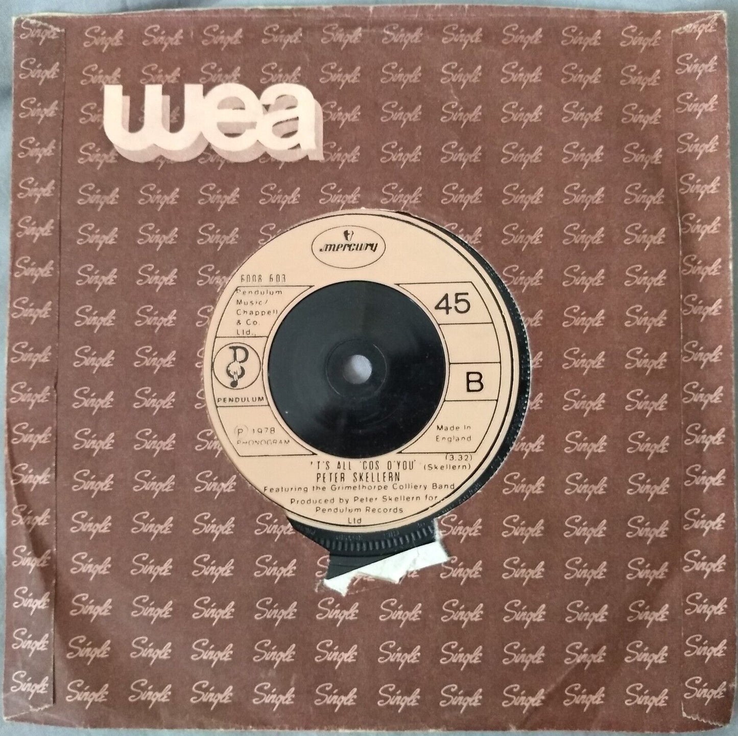 Peter Skellern - Love Is The Sweetest Thing (Mercury 1978) 7" single VG/-