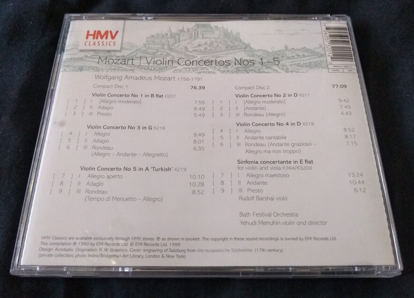 Yehudi Menuhin, Mozart - Violin Concertos Nos. 1-5 (1999) 2xCD album