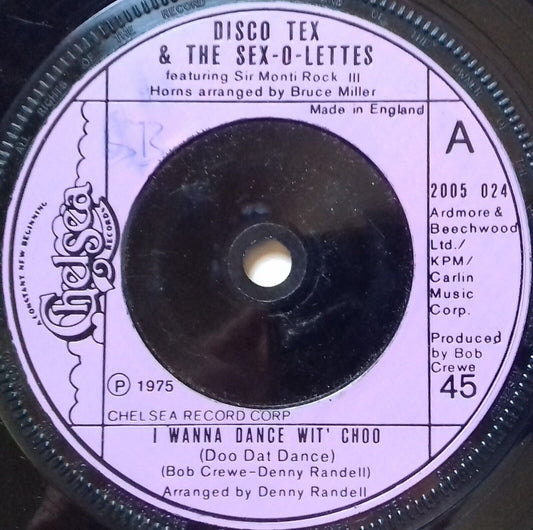 Disco Tex & The Sex-O-Lettes - I Wanna Dance Wit' Choo (Doo Dat Dance) 7" VG/-