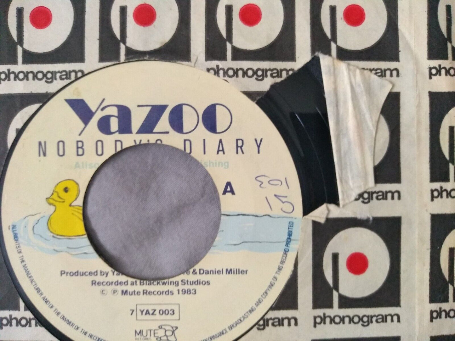 Yazoo - Nobody's Diary (Mute 1983) 7" vinyl single VG/- jukebox centre