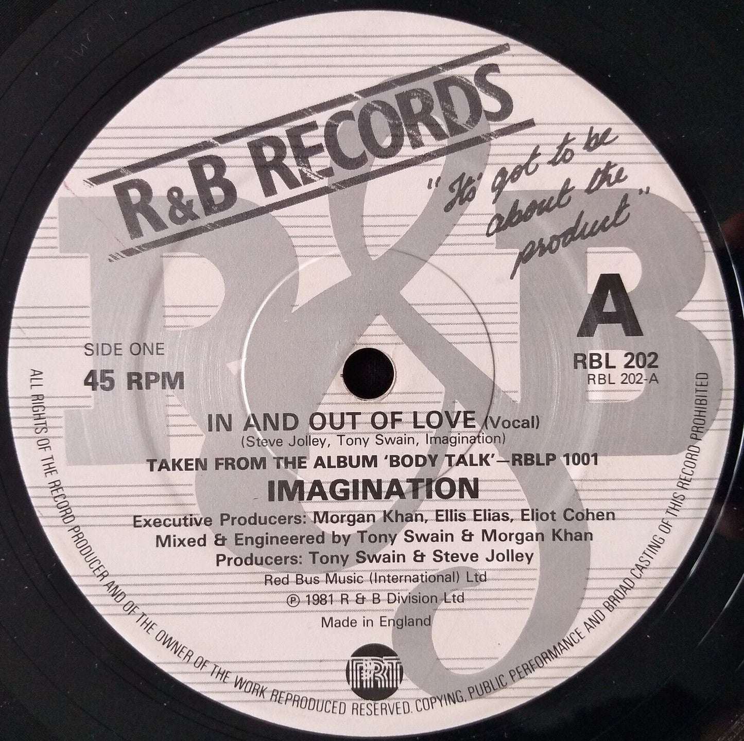 Imagination – In And Out Of Love (R&B 1981) 12" vinyl single VG/VG