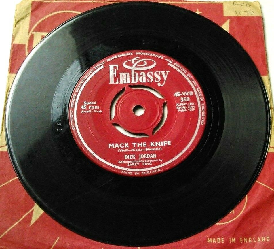 Dick Jordan - Mack The Knife (Embassy, 1959) 7" vinyl single G+/-