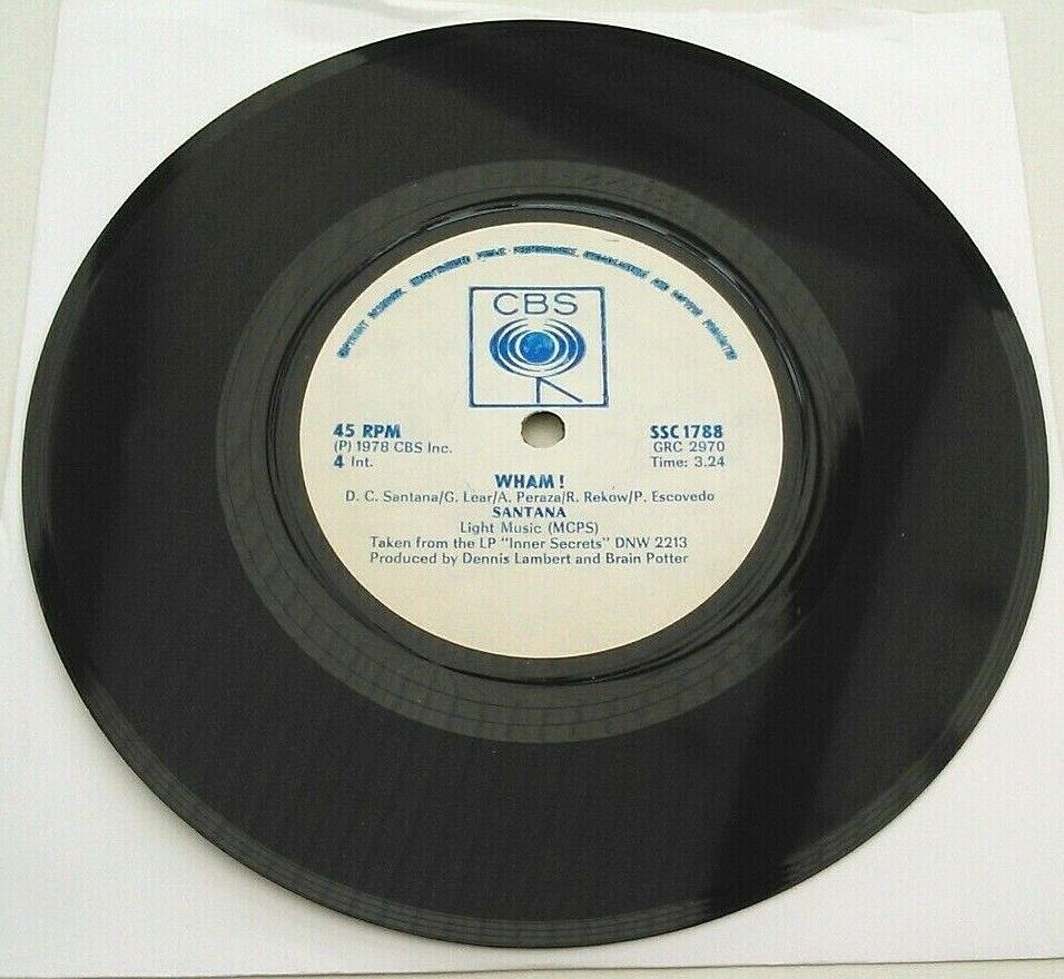 Santana – Well All Right (CBS, 1978) 7" vinyl single VG/- Rhodesian (Zimbabwe)