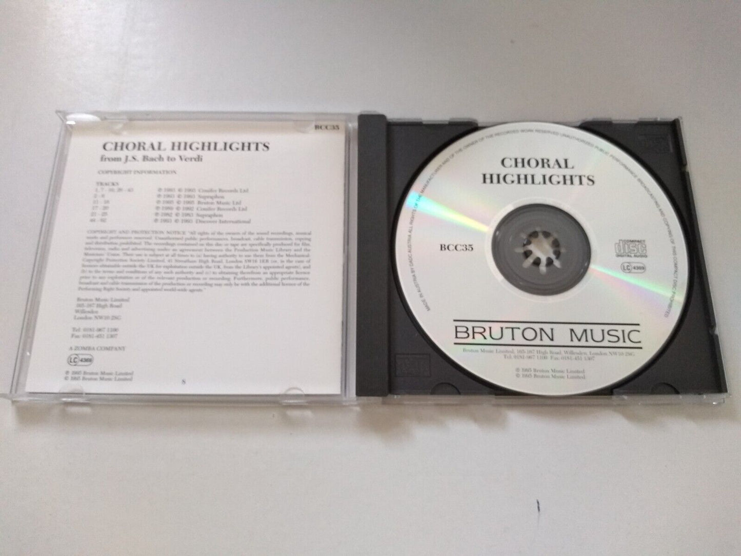 Various - Choral Highlights (Bruton 1995) CD album