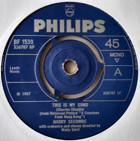 Harry Secombe - This Is My Song (Philips, 1967) 7" vinyl single VG/-