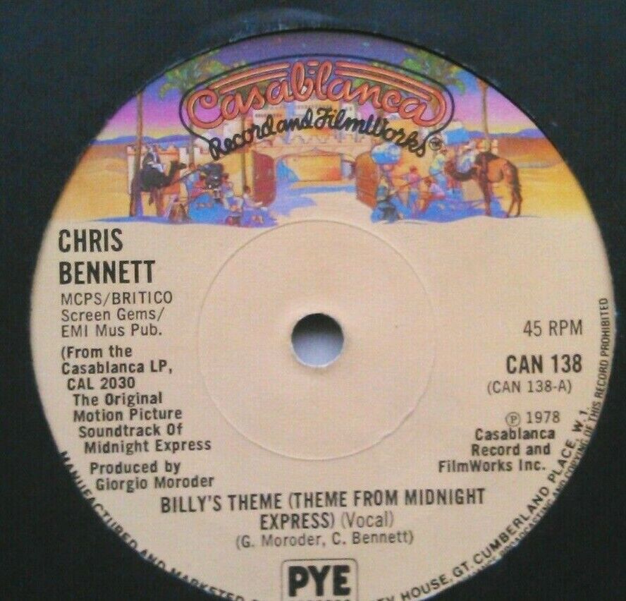 Chris Bennett - Billy's Theme (Casablanca, 1978) 7" vinyl single VG/-