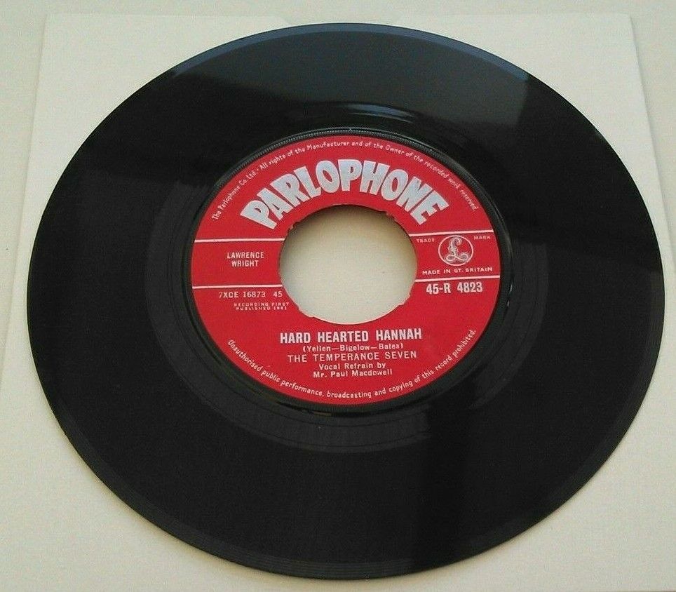 The Temperance Seven – Hard Hearted Hanna (Parlophone,1961) 7" vinyl single VG/-