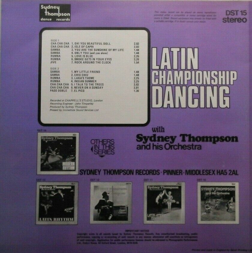 Sydney Thompson - Latin Championship Dancing (STDR, 1975) 12" vinyl LP VGVG