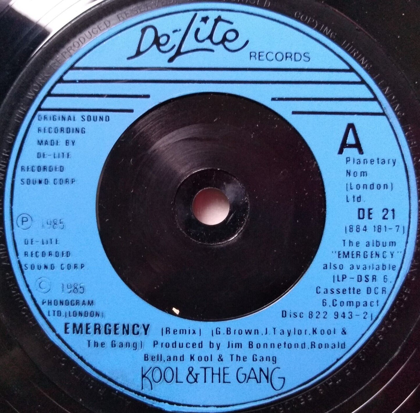 Kool & The Gang - Emergency (De-Lite 1985) 7" vinyl single VG/-