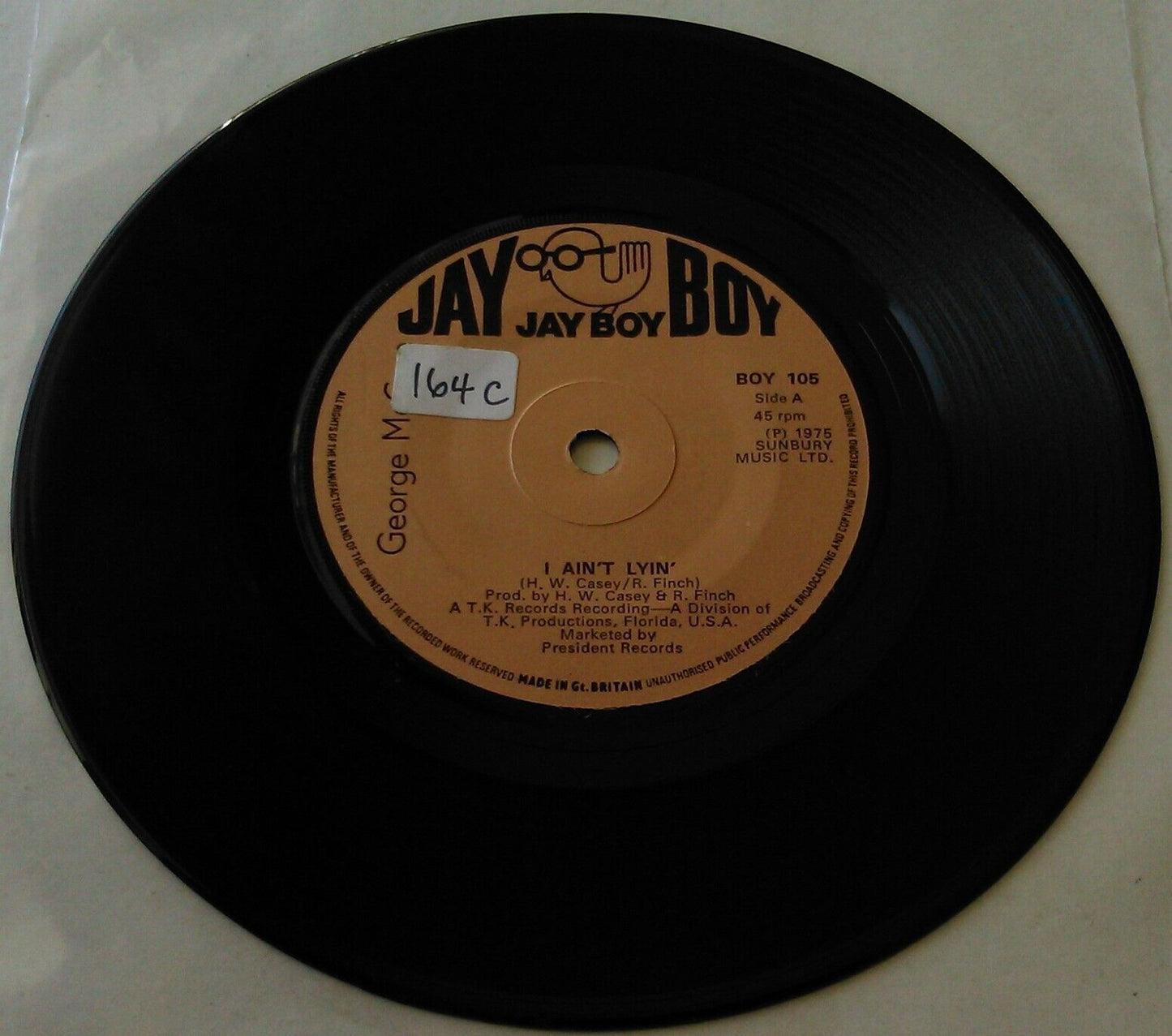 George McCrae – I Ain't Lyin' (Jay Boy, 1975) 7" vinyl single VG/-