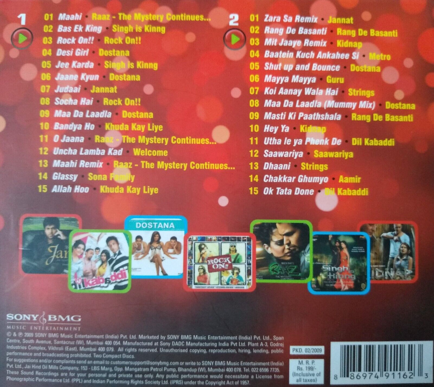 Various – Just Push Play (2009) 2x CD album Bollywood compilation