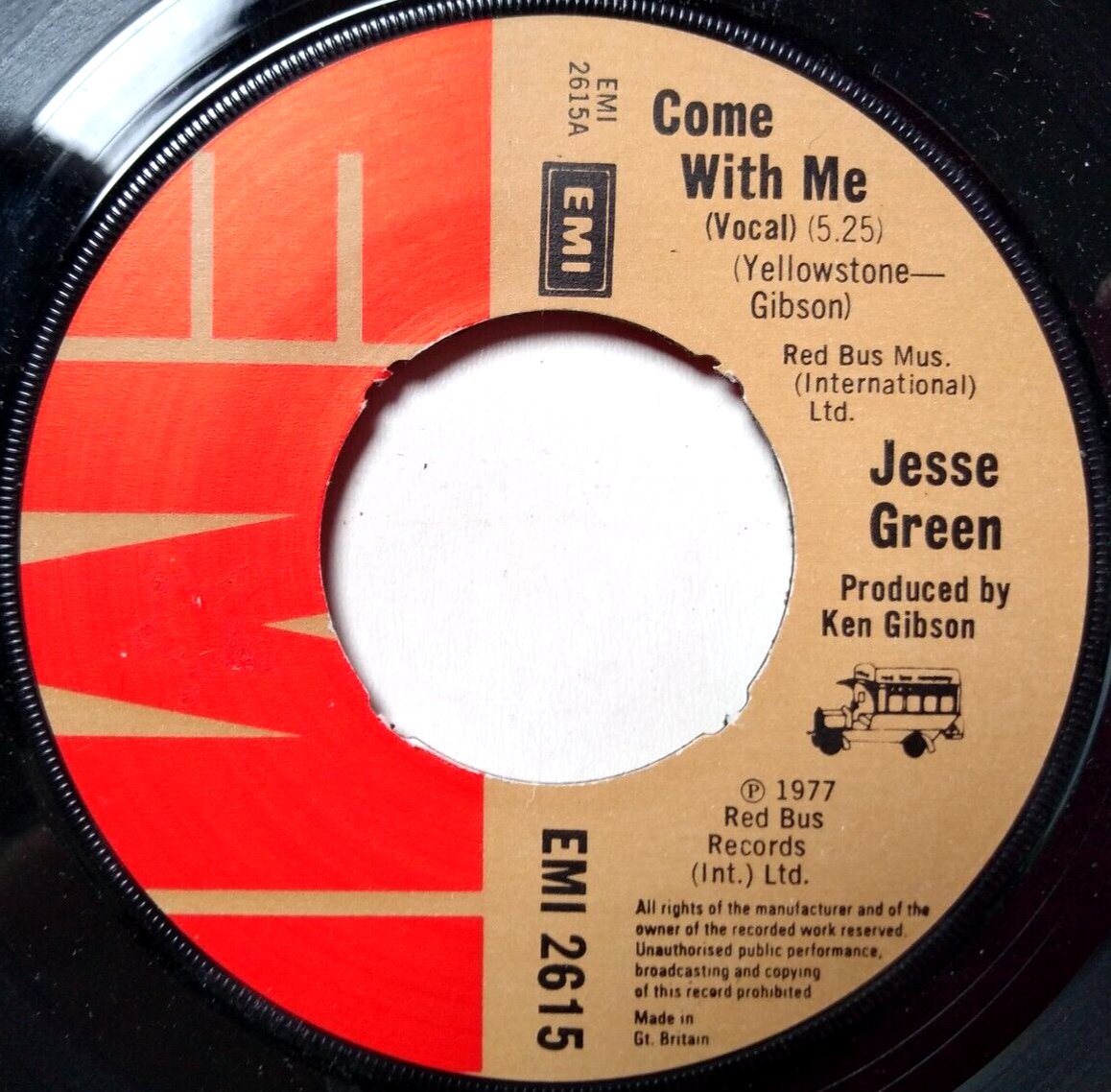 Jesse Green - Come With Me (EMI, 1977) 7" vinyl single VG/- jukebox centre