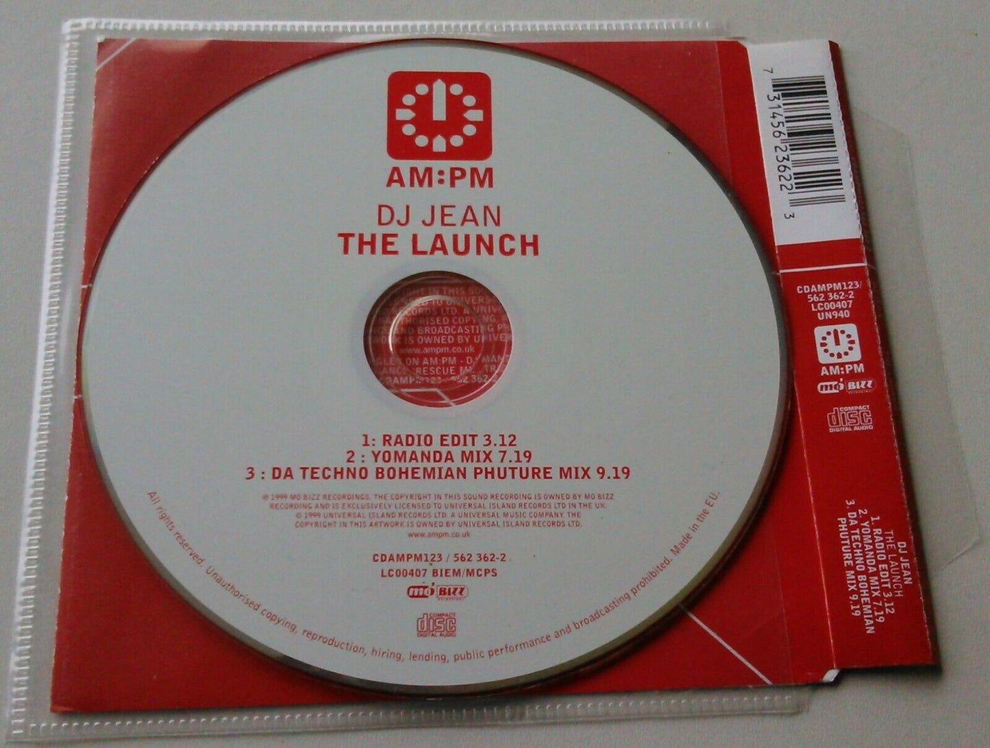 DJ Jean – The Launch (1999) CD single *no case - plastic wallet*