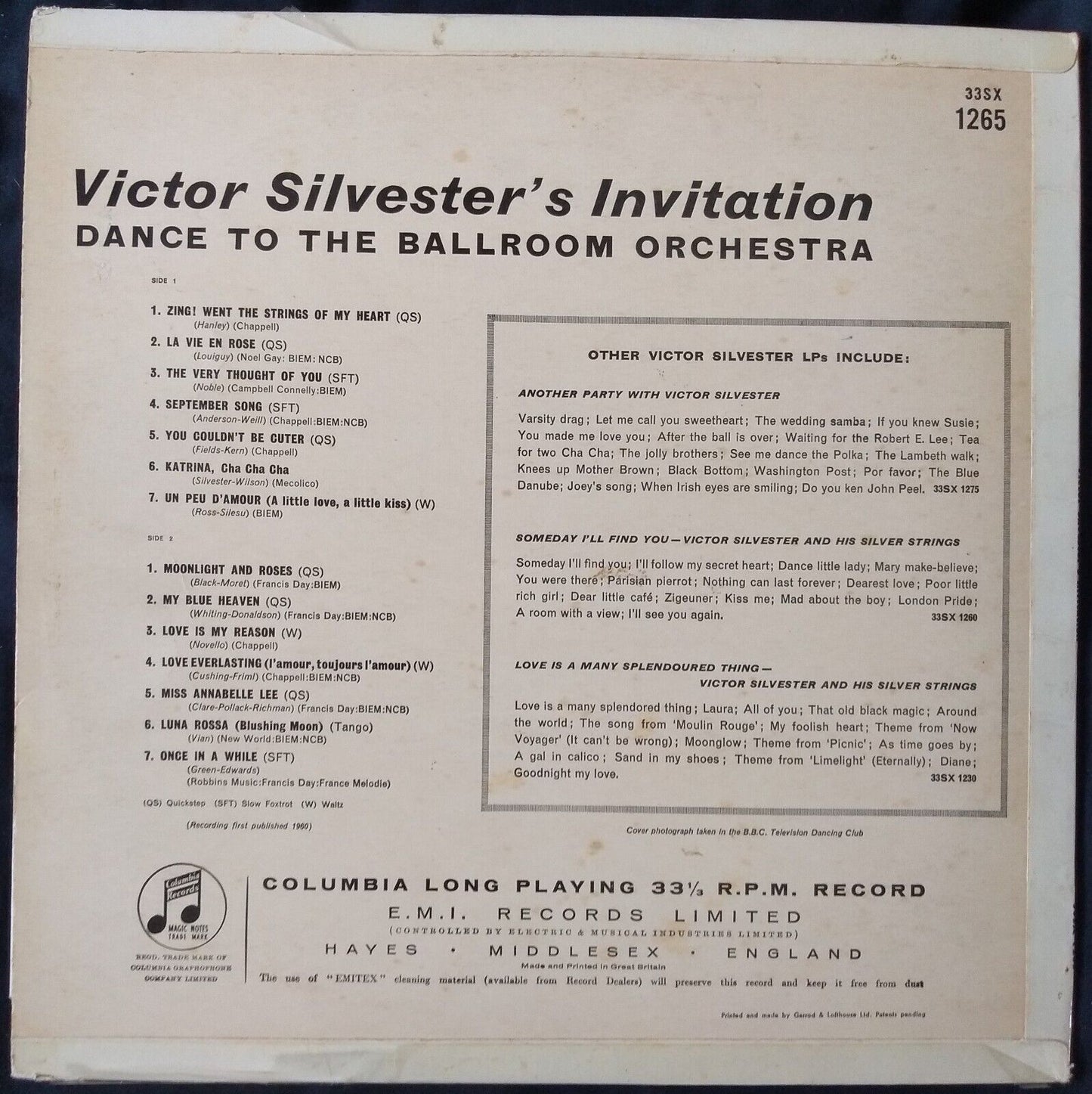 Victor Silvester And His Orchestra – Dance To The Ballroom Orchestra 12" LP VG