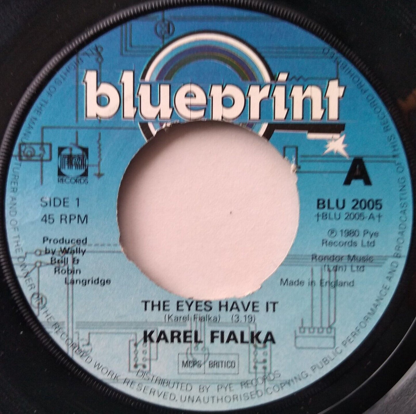 Karel Fialka – The Eyes Have It (Bluprint, 1980) 7" vinyl single VG/- jukebox