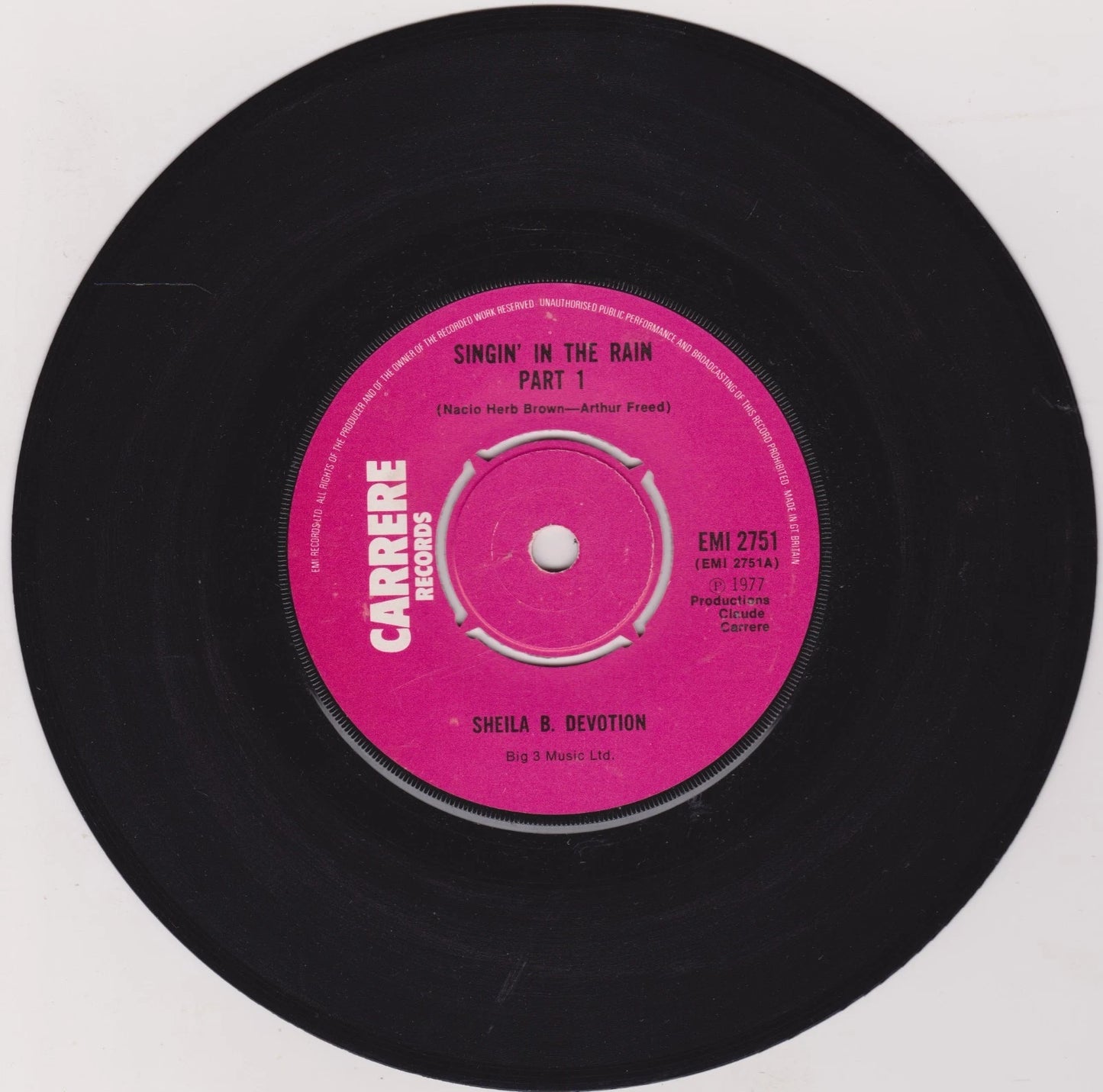 Sheila B. Devotion - Singin' In The Rain (Carrere, 1977) 7" vinyl single VG/-