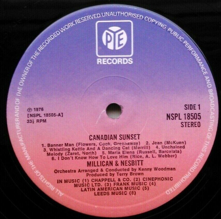 Millican & Nesbitt – Canadian Sunset (Pye, 1976) 12" vinyl LP VG/VG