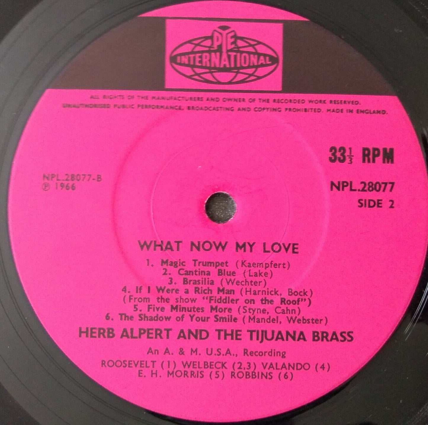 Herb Alpert & The Tijuana Brass – What Now My Love (A&M 1966) 12" vinyl LP VG/VG